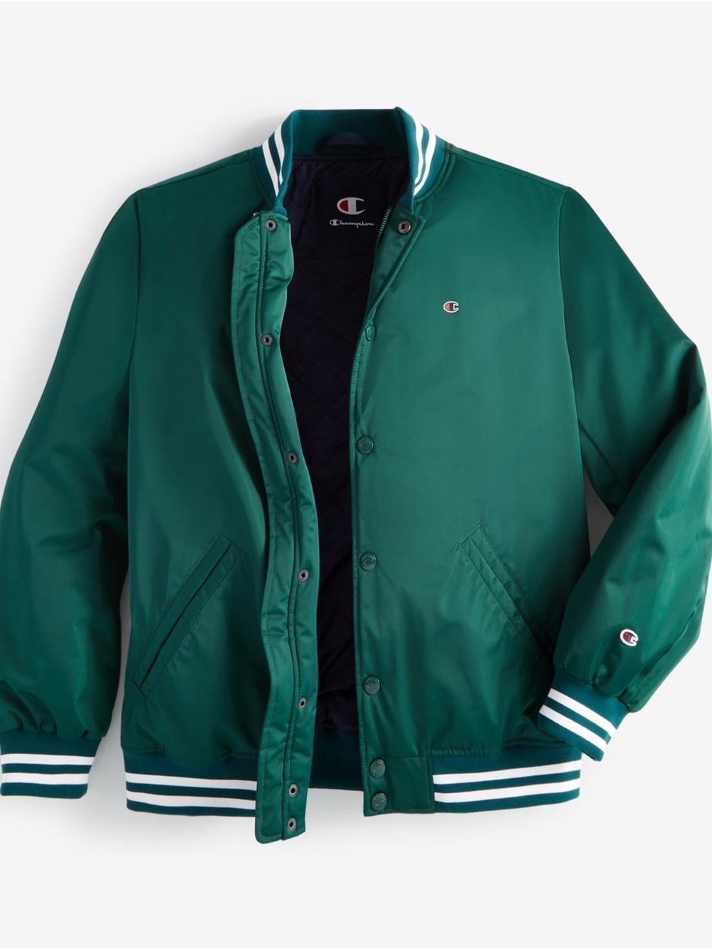 Champion Varsity Satin Lettermen Jacket Forest Green White